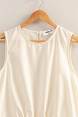 DRAWSTRING LINEN BLEND TOP