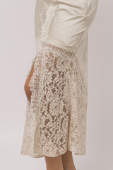 SATIN LACE BOTTOM TRUMPET SKIRT