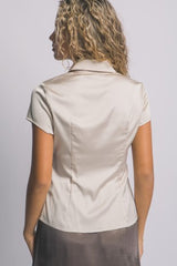 SHORT SLEEVE SATIN TOP
