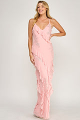 OLIVIA - RUFFLE MESH TIE BACK DRESS