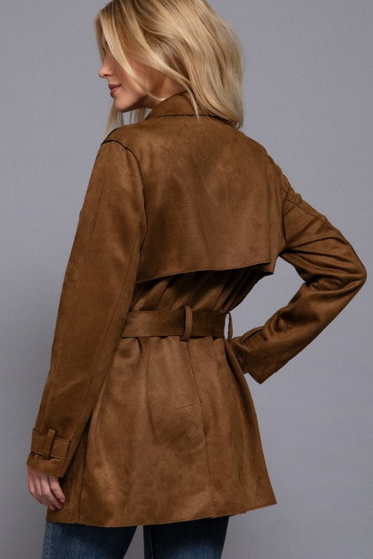 FAUX SUEDE SHORT TRENCH