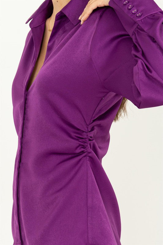 STRUCTURED SATEEN BLOUSE