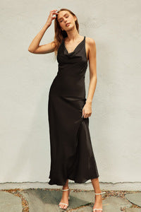 KATIE - SATIN ROPE BACK MAXI DRESS
