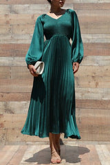 AVA - VNECK SATIN SMOCK DRESS