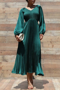 AVA - VNECK SATIN SMOCK DRESS – Yaya & Co.