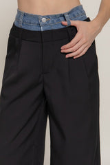 CONTRAST DENIM WAIST TROUSER