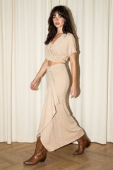 ELLA - KNIT BUTTON ASSYMETRICAL SKIRT