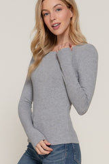 LONG SLEEVE RIBBED CREW TOP