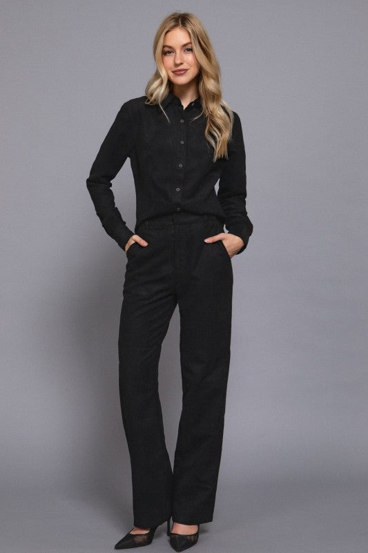 FAUX SUEDE STRAIGHT LEG PANT